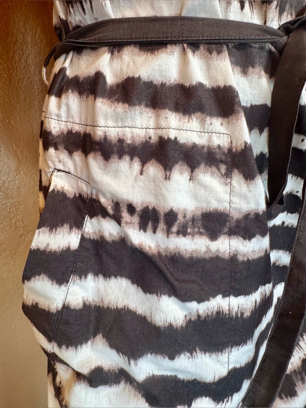 Max Mara Weekend Brown & Cream Tiger Stripe Lightweight Cotton Knee length Dress - Picture 4 of 15